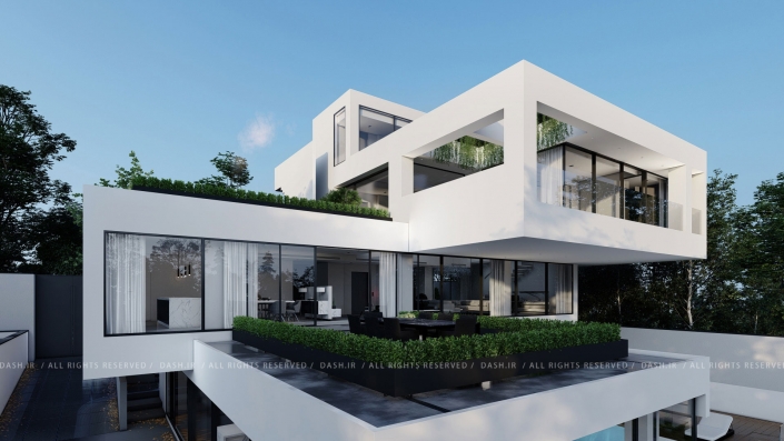 نمای مدرن ساختمان ویلایی