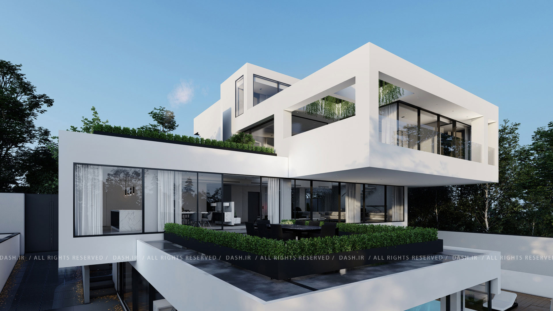 نمای مدرن ساختمان ویلایی معماری ایرانی مدرن